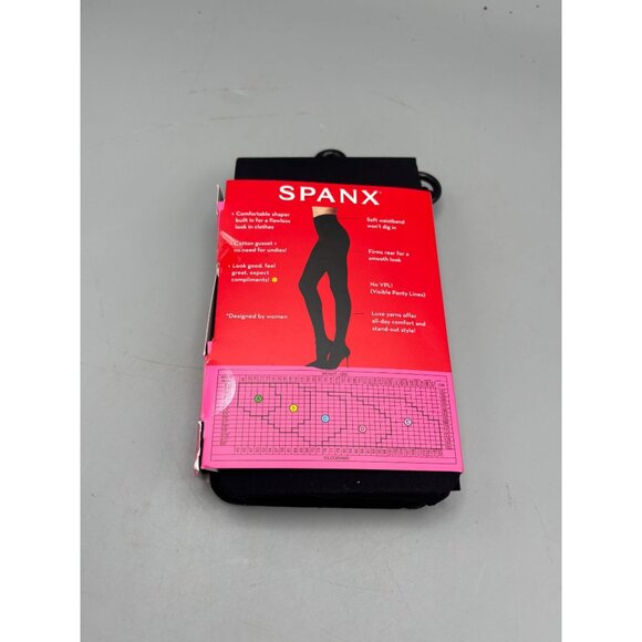 Spanx Tight-End Tights A Very Black Opaque Comfortable Tummy Thigh Shaping Leg - Picture 3 of 4